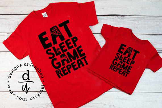 Eat Sleep Game Repeat (Black Design) - Youth coordinating design available separately